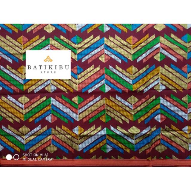 Kain Batik Pekalongan Sri Rahayu Motif 120 Maroon Wahyu Kencana