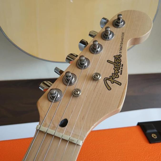 Paket Gitar Fender Stratocaster Natural Amply Orange Dan Kabel Jack