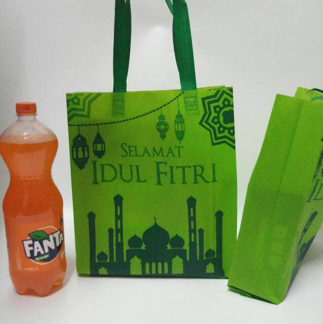 Tas Kain Bingkisan Lebaran Tapak Press / Tas Souvenir Lebaran / Goodie Bag Idul Fitri 30x40cm