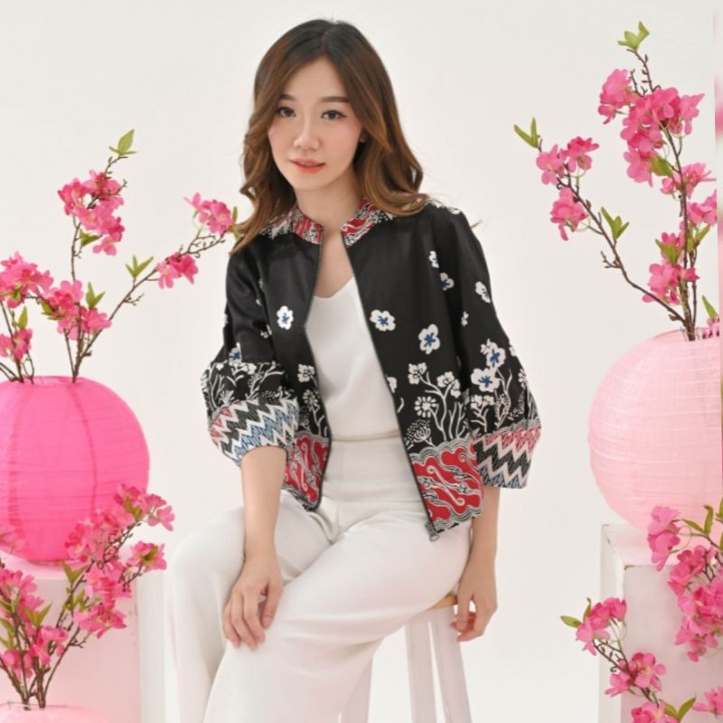 Size Jumbo : Jaket Bomber Batik / Jaket Batik Wanita /Outer Batik-SHADOW