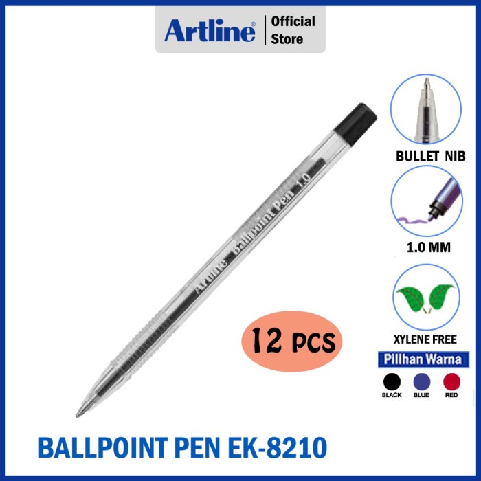 

NEW ARTLINE Ballpoint Pen EK-8210 (12 Buah) - Biru