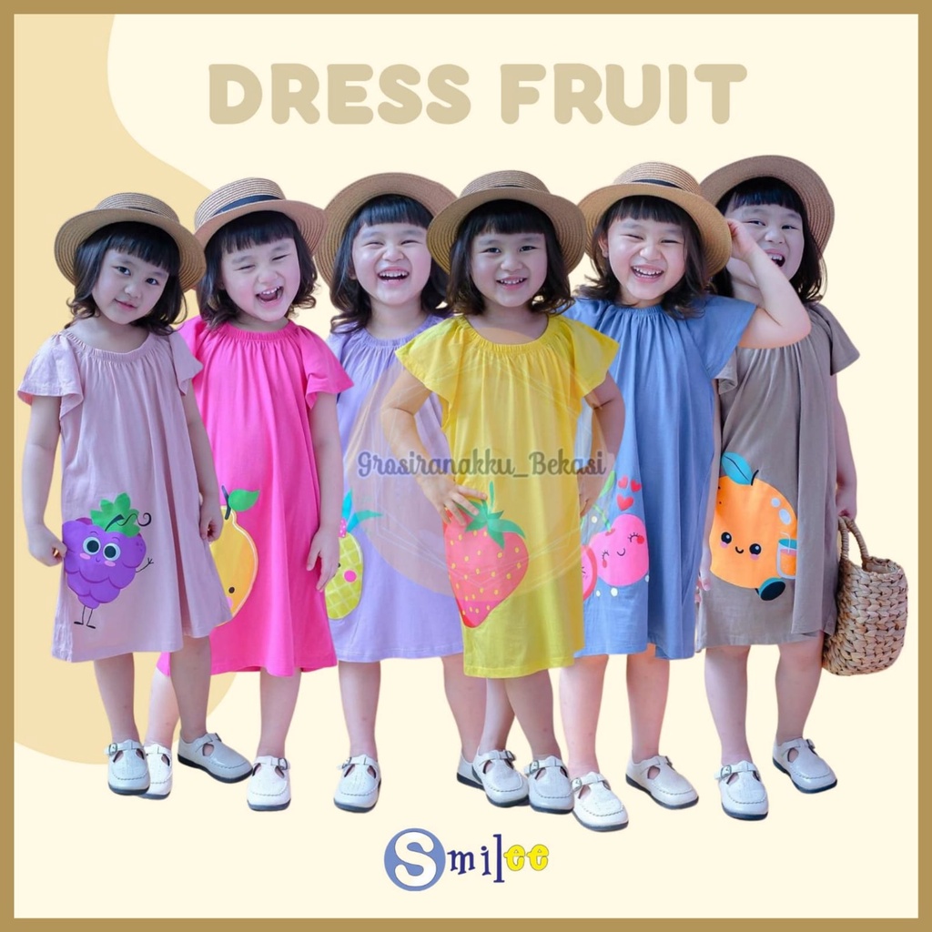 Dress Anak Smilee Fruit Mix Motif Size 1-5Tahun