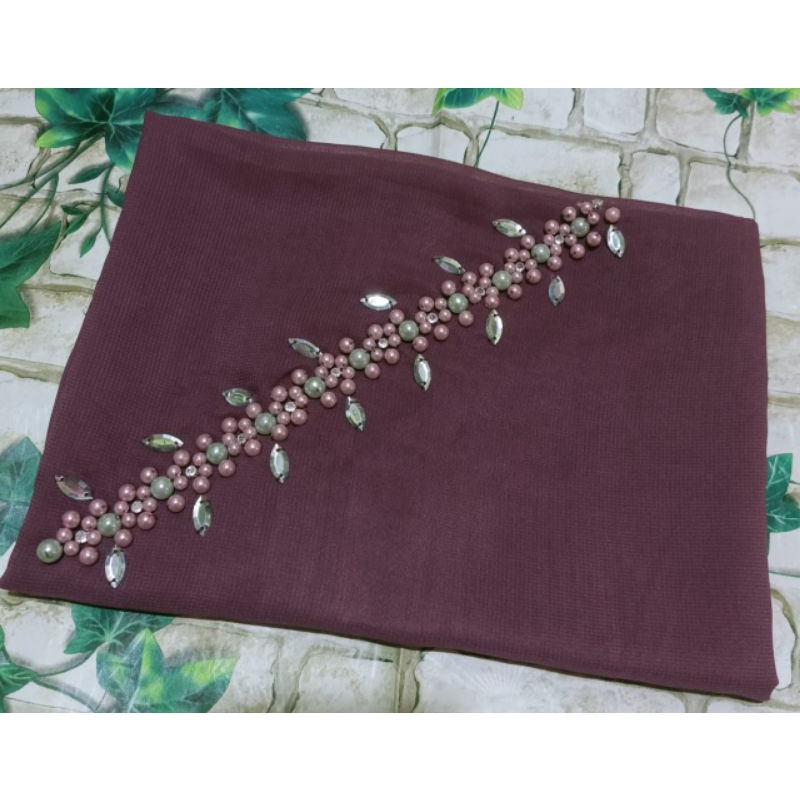 SEGIEMPAT PAYET BANDO BELLA/HIJAB BANDO MUTIARA/KERUDUNG PAYET BELLA SQUERE-Taro