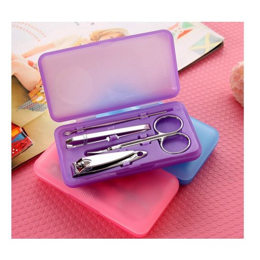 Alat Manicure Pedicure Set 4 in 1 Box Plastik Rawat Perawatan Kuku Gunting Korek Telinga Kuping (MG46)