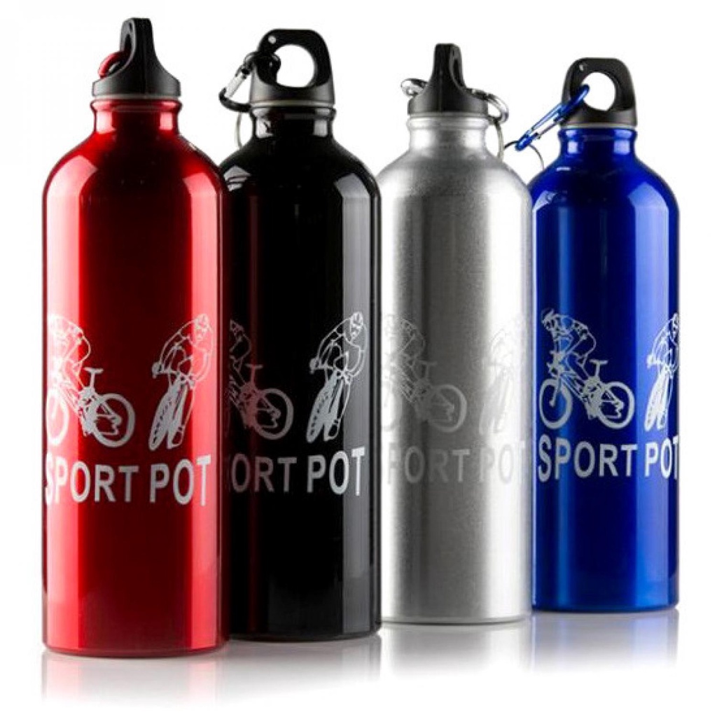 TaffSPORT Botol Minum Olahraga Aluminium 750ml Dengan Karabiner - H2GO