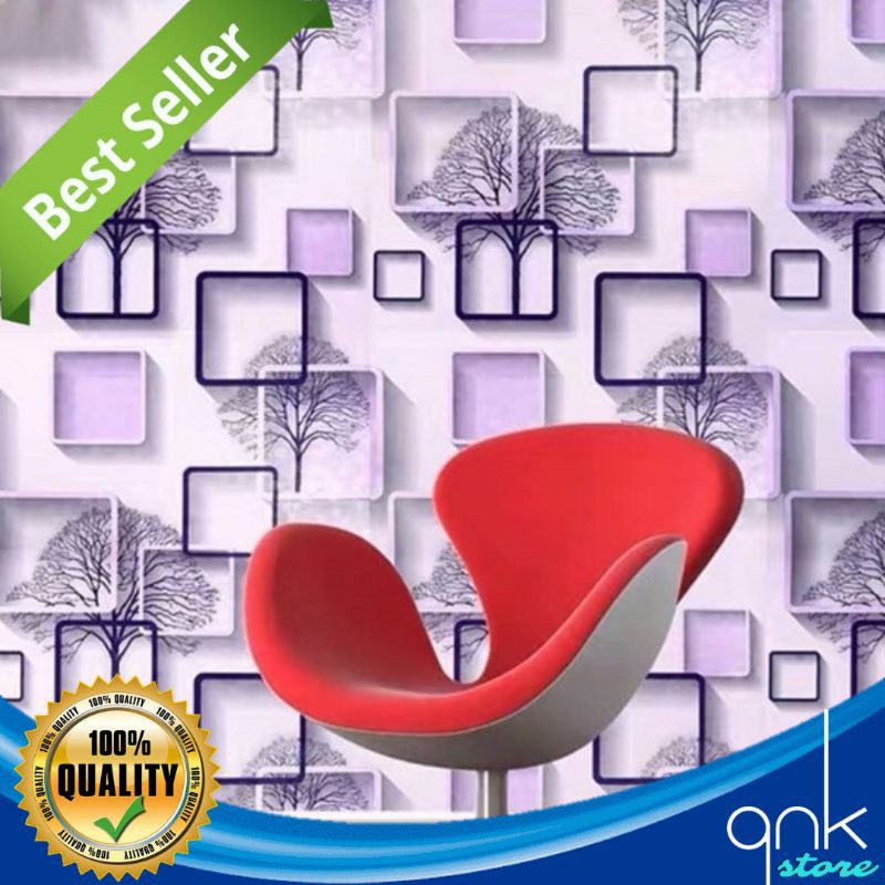 Wallpaper Dinding Motif 3D Garden 45cm x 10m 3D Kotak Ungu Wallpaper Stiker 3D Garden Wallstiker Wallpaper Sticker Wallsticker