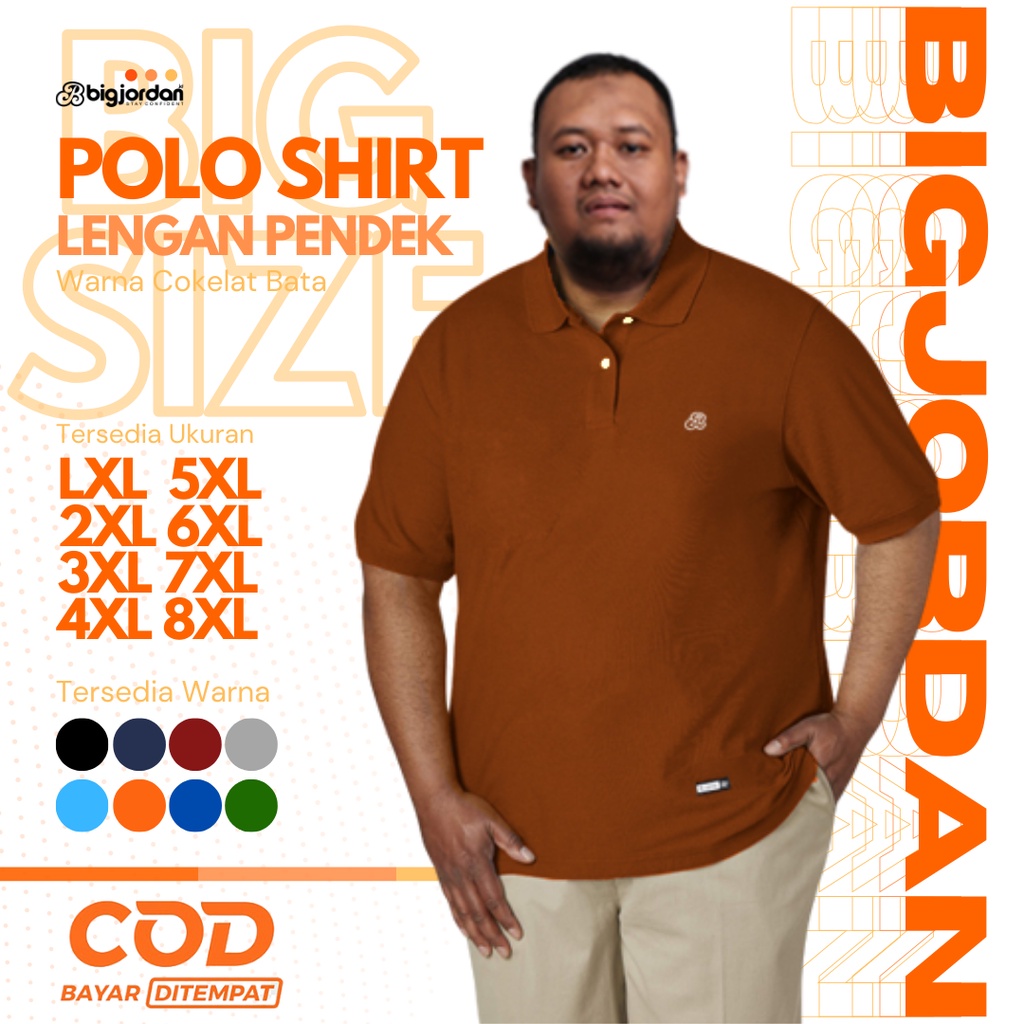BIGJORDAN baju kaos kerah big size XXL XXXL polo shirt ukuran jumbo 4XL 5XL 6XL 7XL 8XL Biru Navy pr