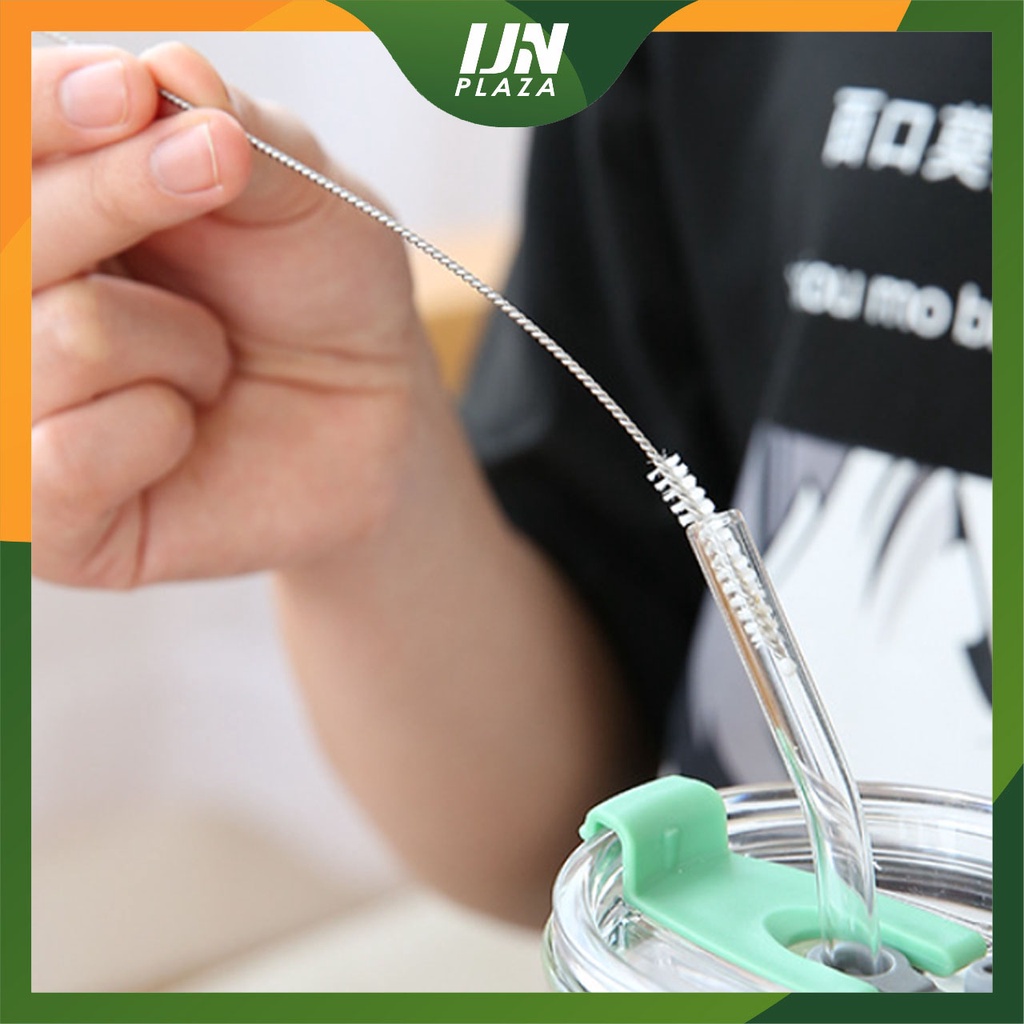 ❤ IJN ❤ Sikat Sedotan Stainless Steel Brush Straw Kawat Bengkok Lurus Panjang Alat Pembersih Gelas Bulu Halus