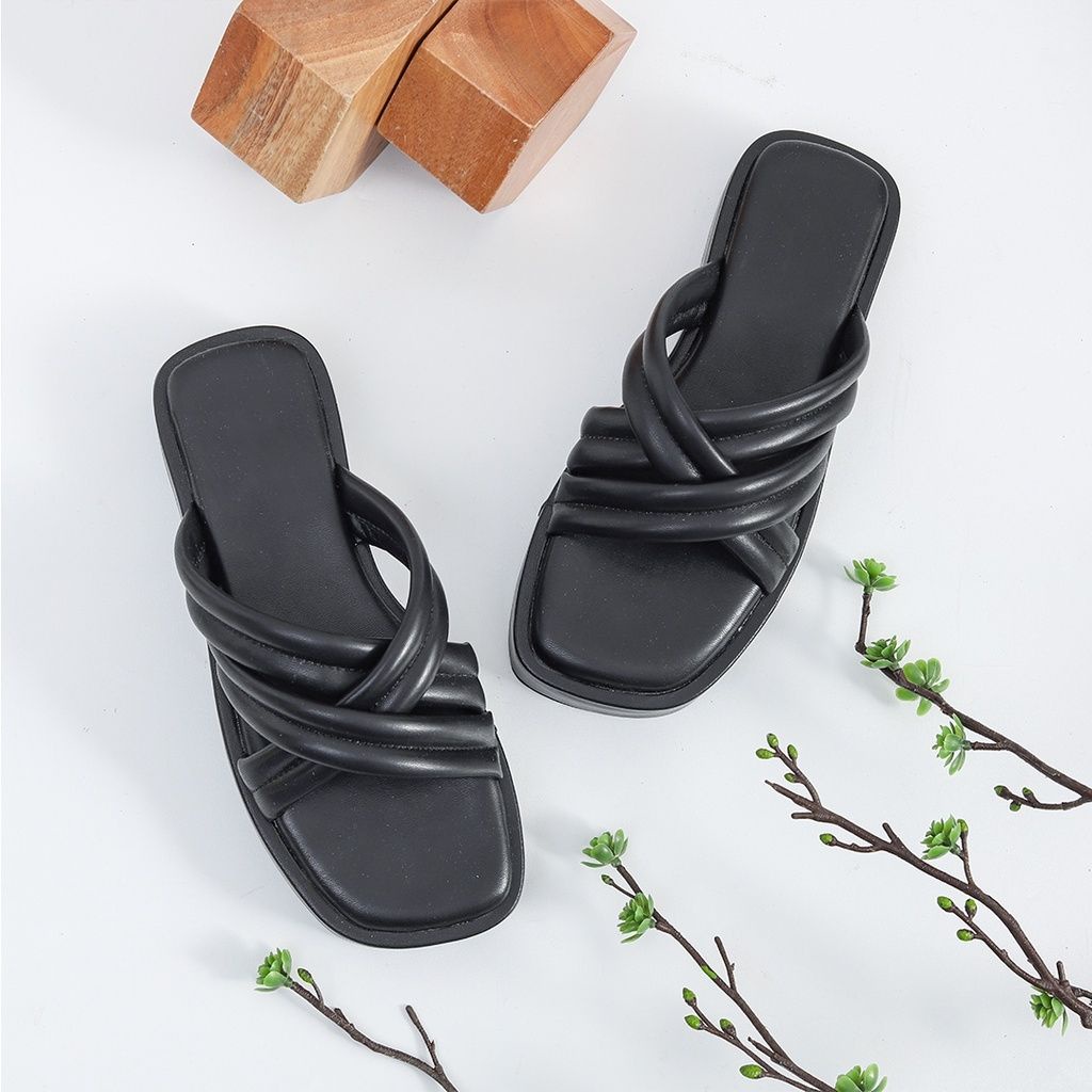 Sandal Wanita Wedges 3cm Puffy/Sendal Anak Dan Dewasa Tali Busa Empuk Women And Kids Slip On