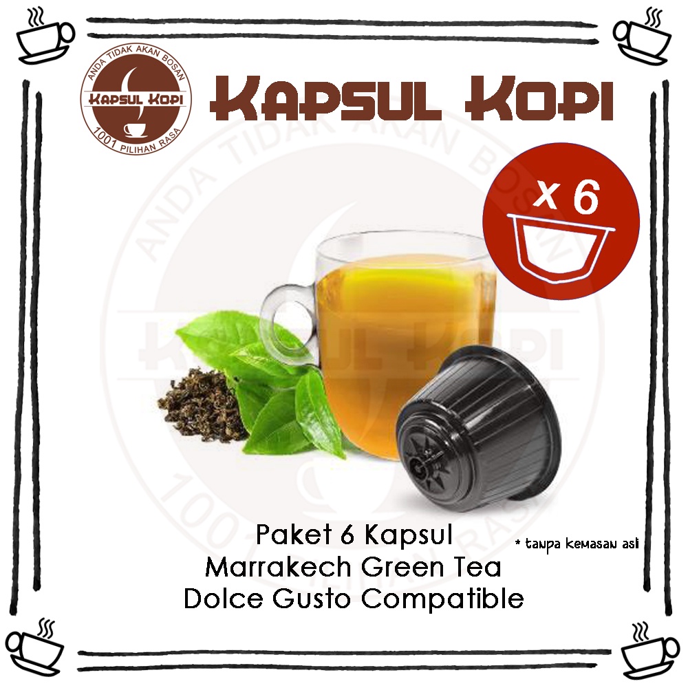 

Paket 6 Kapsul Kopi Marrakech Green Tea Impor Dolce Gusto Compatible Coffee