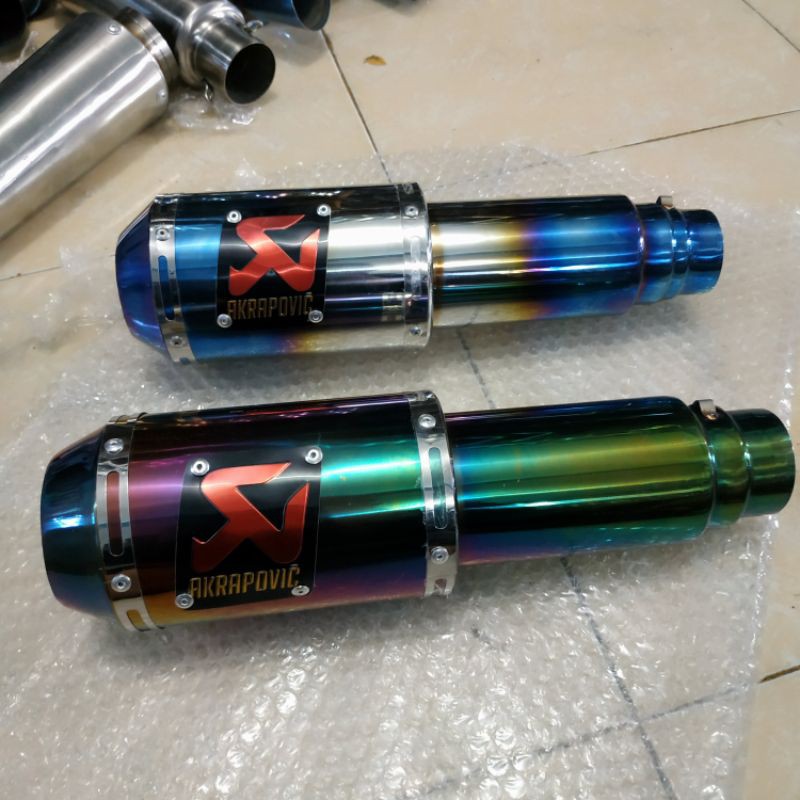 SILINCER AKRAPOVIC LORENZO RAINBOW BIRU