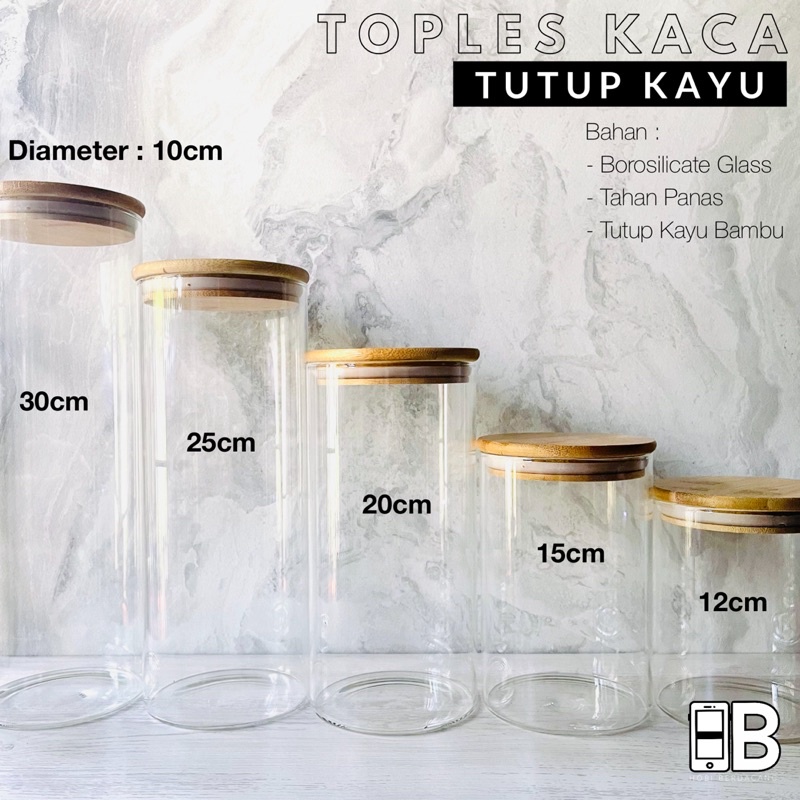 Toples Kaca Bumbu Snack Teh Permen Camilan Teh Kopi Serbaguna Tutup Kayu Jar Kedap Udara Airtight