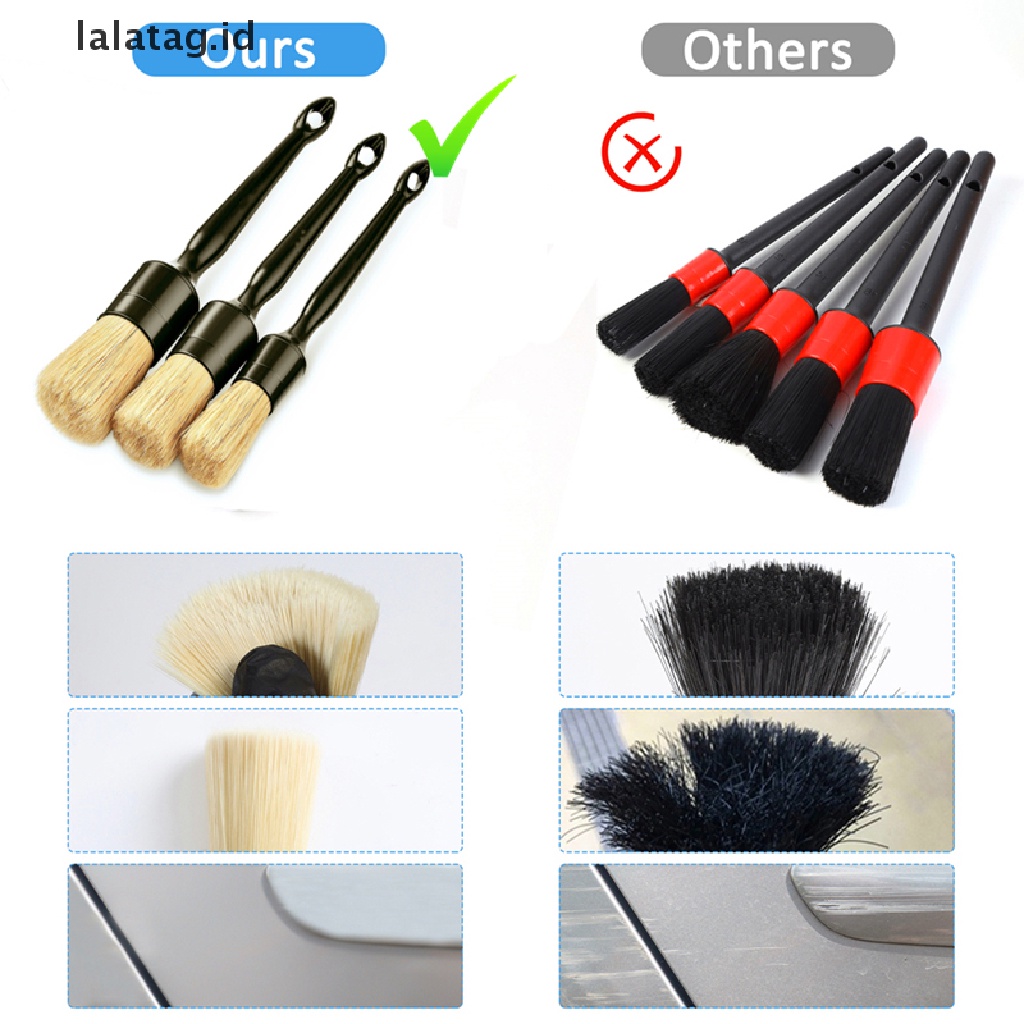 [lalatag] 3 PCS Car Exterior Interior Detail Brush Boar Hair Bristle Brushes [ID]