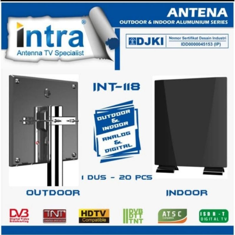 ANTENA TV PARABOLA INDOR OUTDOOR DIGITAL INTRA INT-118
