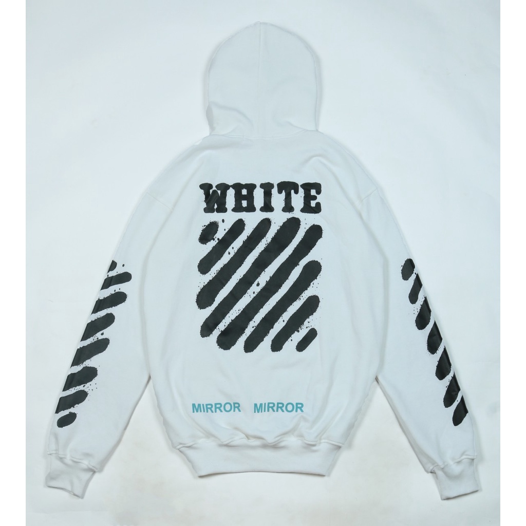 JAKET SWEATER HOODIE OF WHITE DIAGONAL SPRAY MIROR UNISEX PREMIUM QUALITY