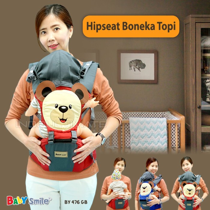 Gendongan bayi Hipseat BABY SMILE BY-476 Gendongan depan baby Carrier - Red