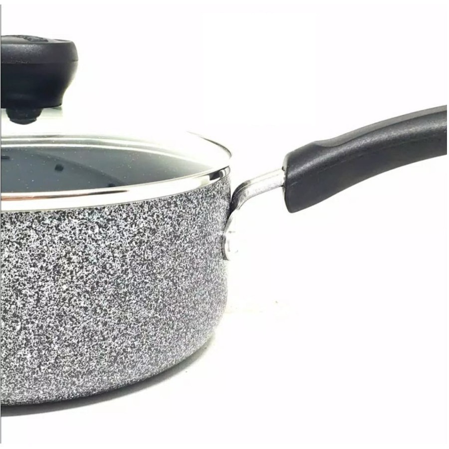 Maxim Neostone Saucepan 18 Cm Panci Ceramic Marble Anti Lengket + Tutup Kaca