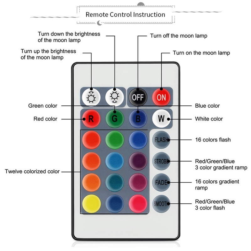 Lampu Tidur Bulan 15CM Moon 16 Warna RGB + Remote Humidifier Bulan Lampu Tidur Unik