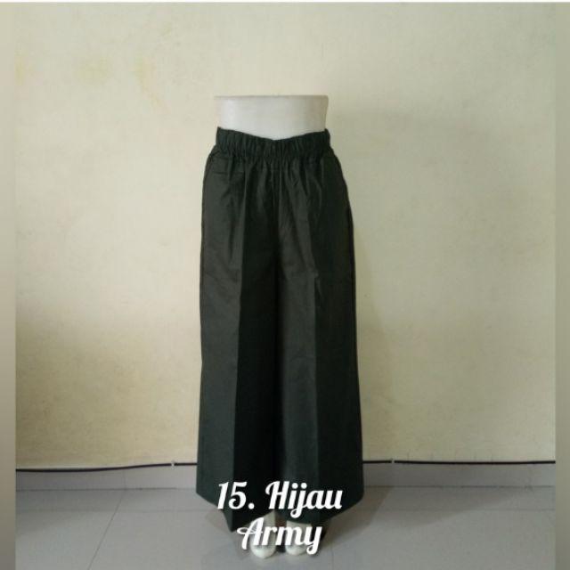 Kulot polos bahan katun stret-Hijau army