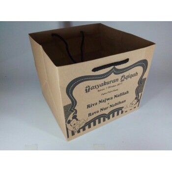 

paper bag kotak nasi Uk P20xL20xT18 cm + sablon, tempat dus nasi, tempat tumpeng mini