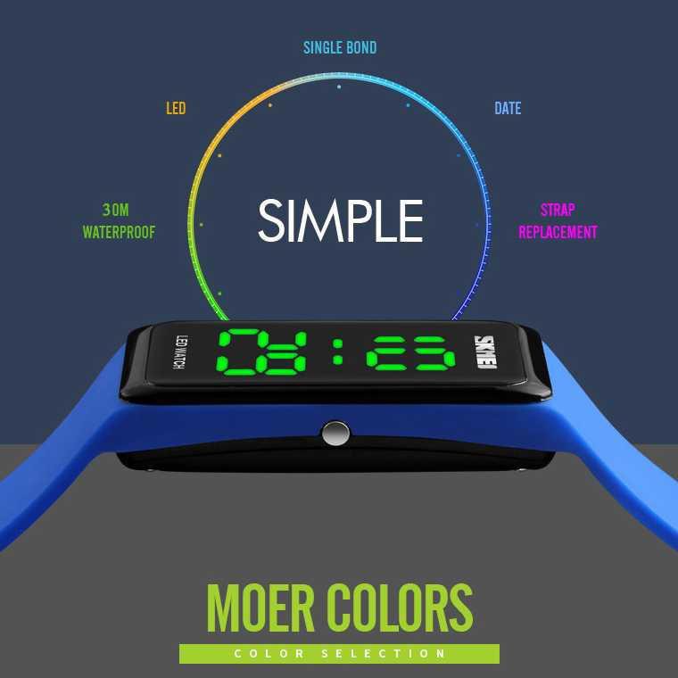 SKMEI Wristband Jam Gelang LED - 1265A [Biru Tua]