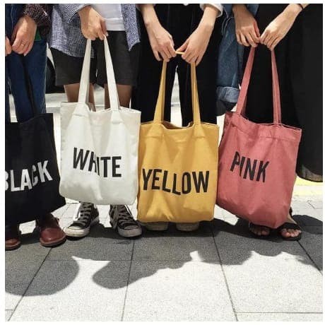 TOTE BAG KANVAS TAS TOTE FASHION WANITA SIMPLE TAS KULIAH SLING BAG