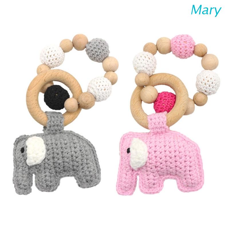 Mary Mainan Teether Bayi Bentuk Gajah Bahan Kayu