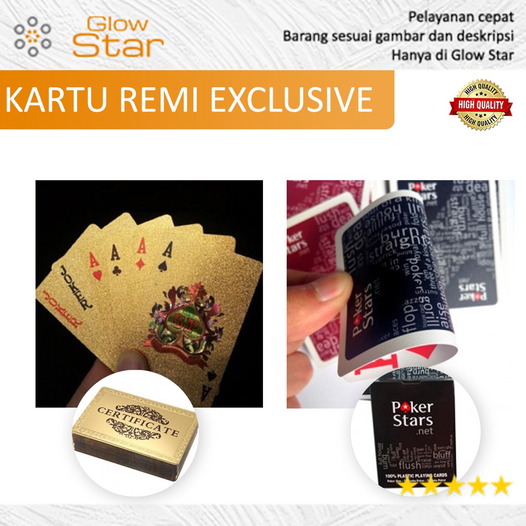 Kartu Remi Poker Gold Foil /  Plastik - Black