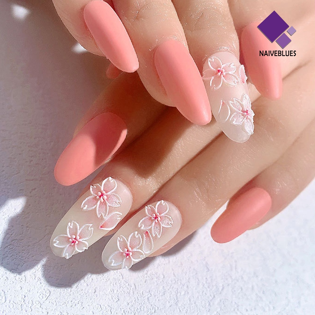 Naiveblue &gt; Stiker Decal Kuku Motif Bunga / Daun 5D Ultra Tipis Untuk Manicure / Nail Art