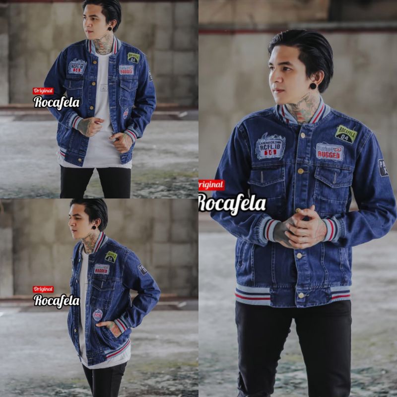 JAKET JEANS BOMBER PRIA // JAKET DENIM BORDIR // JAKET THE RIDDICK