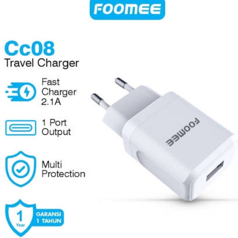 (FOMEE-08) Adaptor Charger/ kepala Charger single Port Usb Fast charge 2.1A Multi Protection