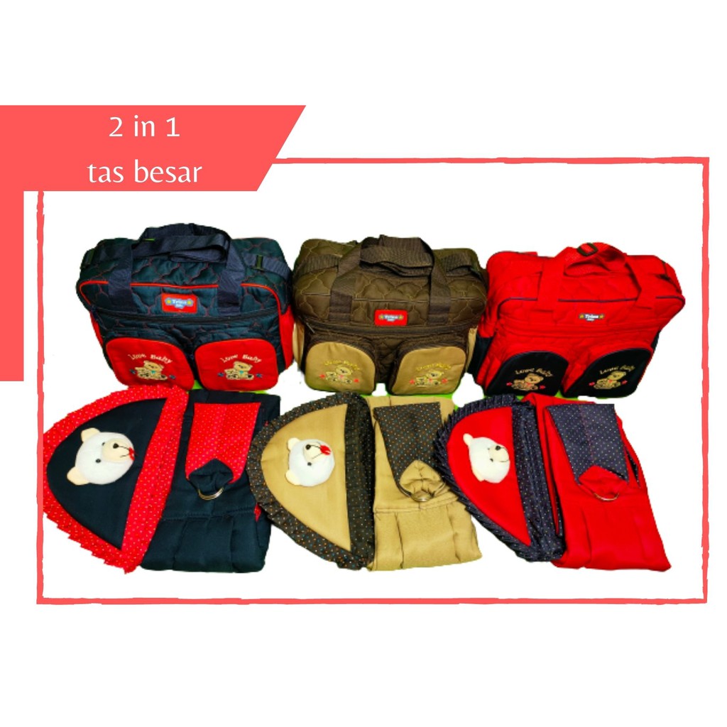 SET 2 IN 1 TAS BAYI BESAR DAN GENDONGAN SAMPING BONEKA TERMURAH