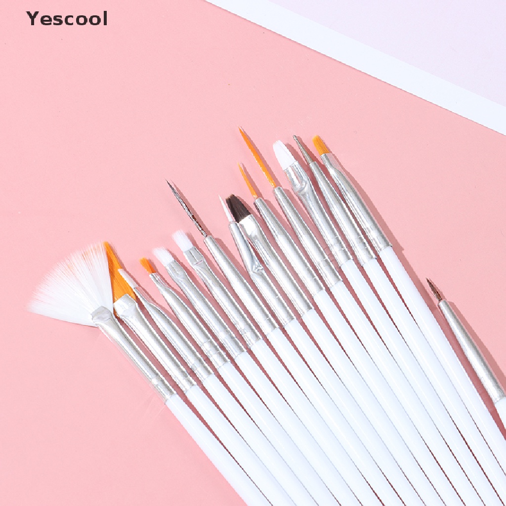 Yescool 15pcsset Kuas Lukis Kutek Gel UV Untuk Nail Artmanicuresalon DIY