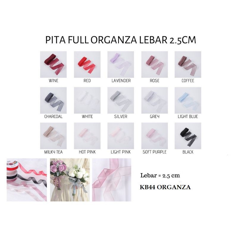 WMS PT 02 PITA BUKET BUNGA ORGANZA 2.5CM IMPORT