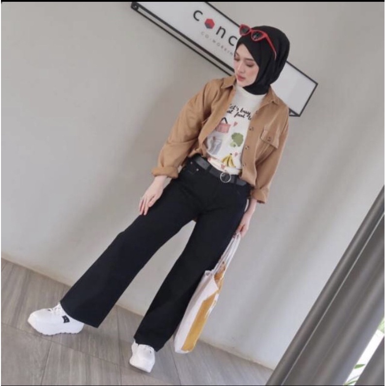 Big Size Celana Hight Waist Kulot Rawis Jeans Wanita || Celana Rawis Bawah Jumbo Wanita