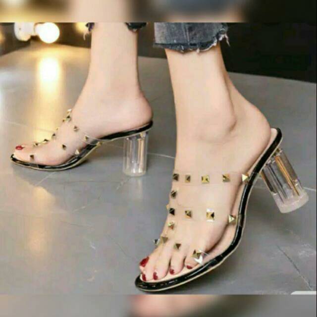 Mutty shoes  Heels hak kaca valentino  tali  mika jelly 