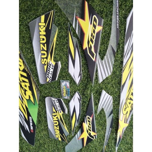 striping sticker transparan satria FU facelift hijau star
