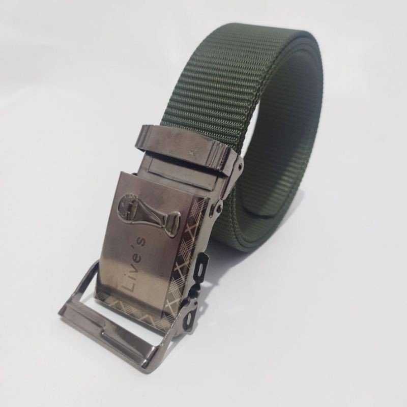 Ikat Pinggang Pria 150 cm Jumbo Tactical Sabuk Gesper Kanvas 1 Ring 2D Bolak-balik