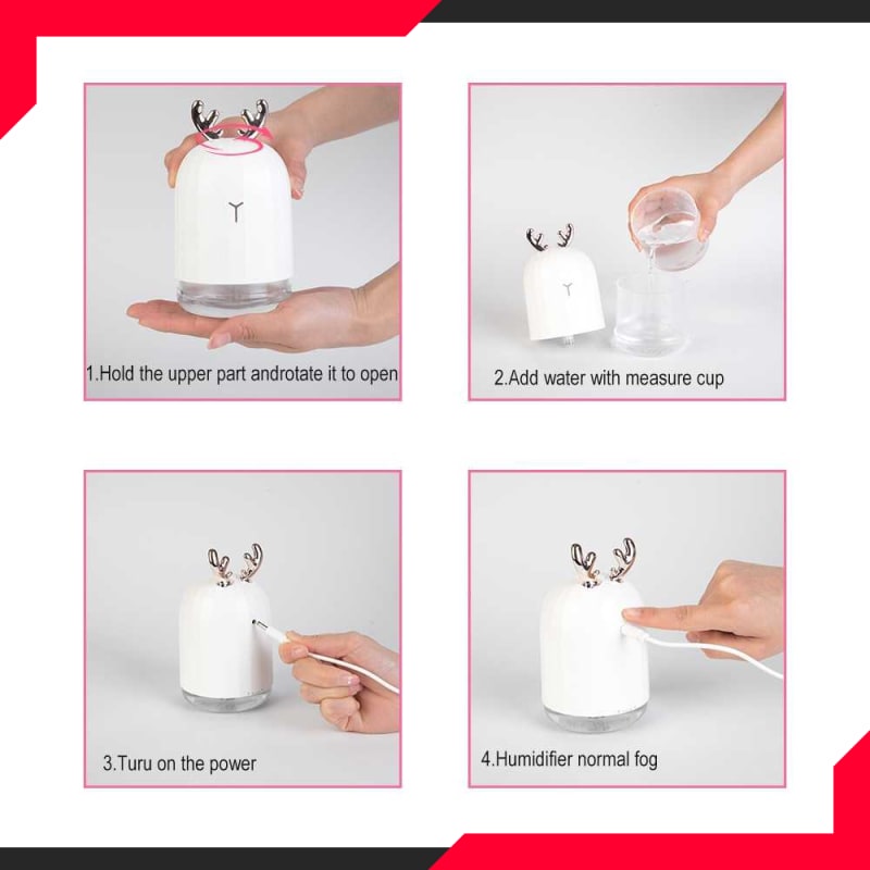 Mall Berlato Air Humidifier Aromatherapy Diffuser Cute Design 220ml K-H160 Pelembab Ruangan Aroma