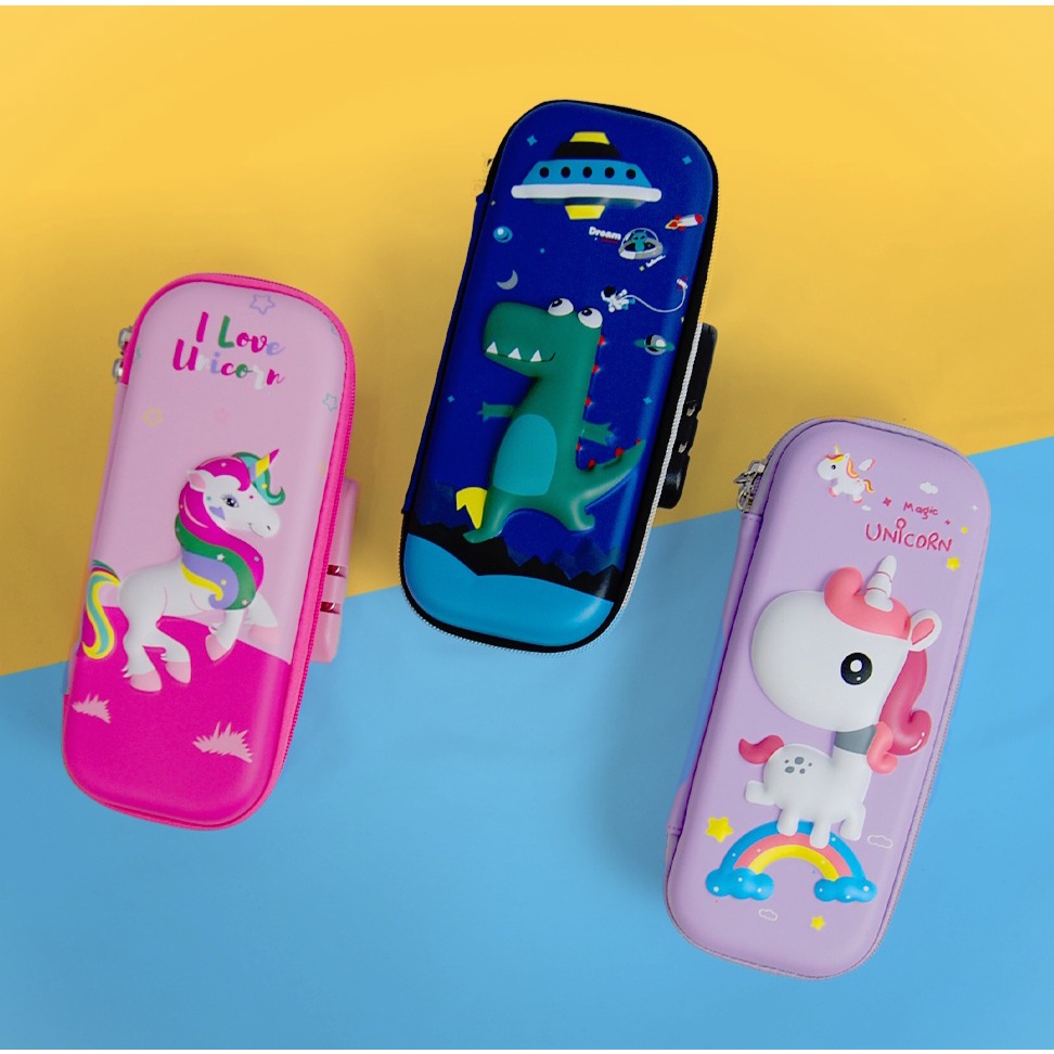 KOTAK PENSIL TIMBUL 3D WATERPROOF ANTI AIR  DENGAN KUNCI PASSWORD/ TEMPAT PENSIL KARAKTER ANAK 5991