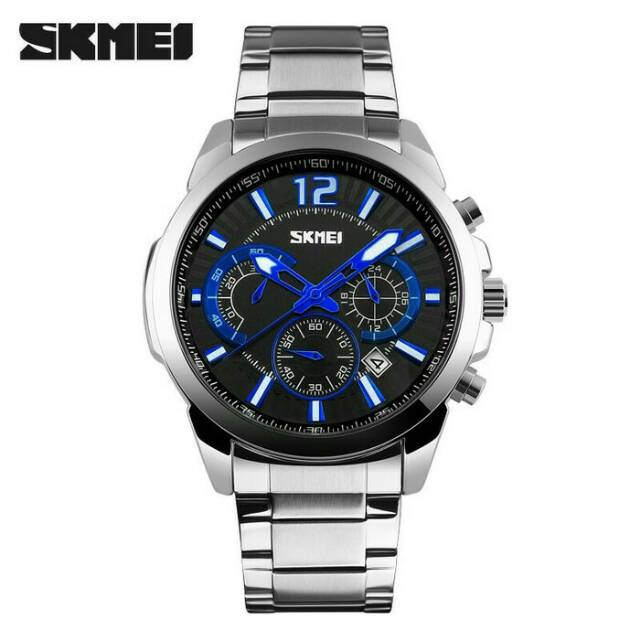 Jam Tangan Analog Original SKMEI Model 9108CS 9108 Stainless Strap
