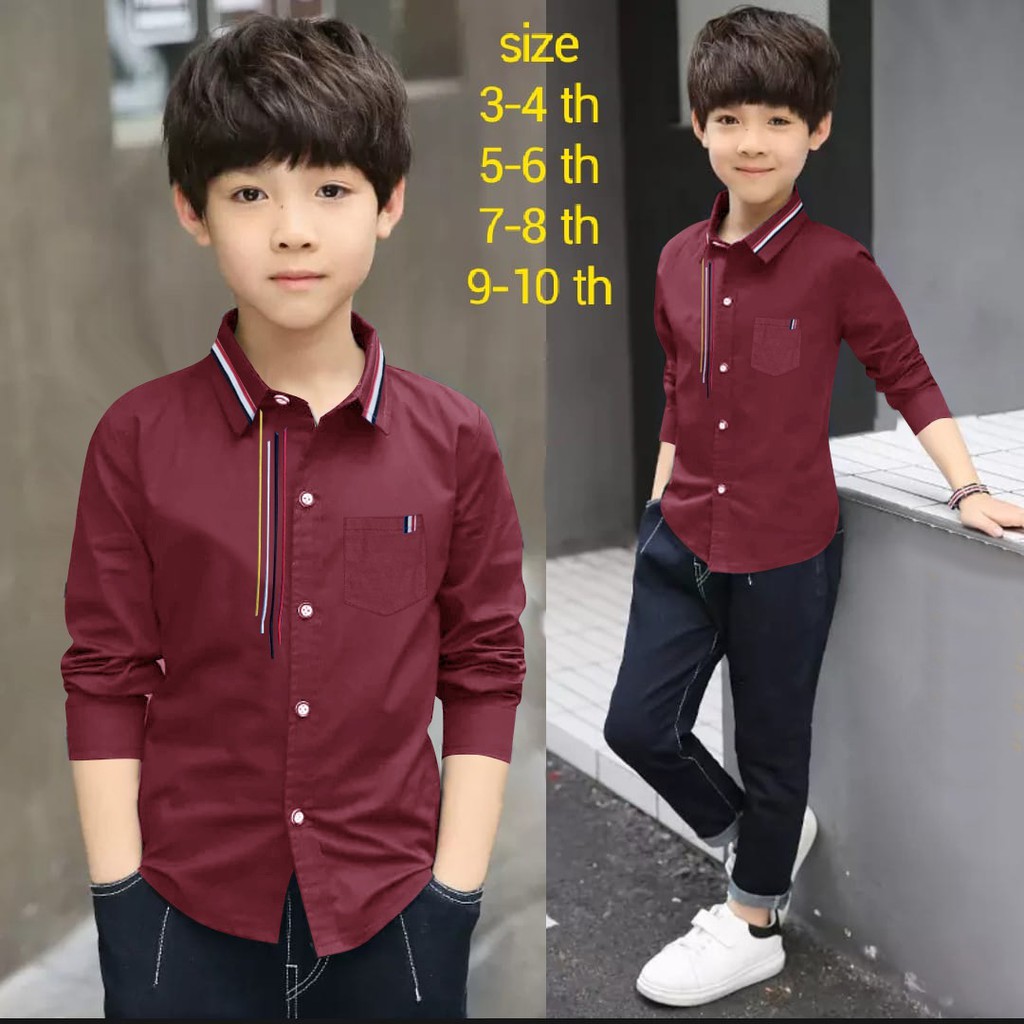 Kemeja NATHAN / baju kemeja anak laki laki /kemeja anak pria lengan panjang / kemeja anak lengan pan