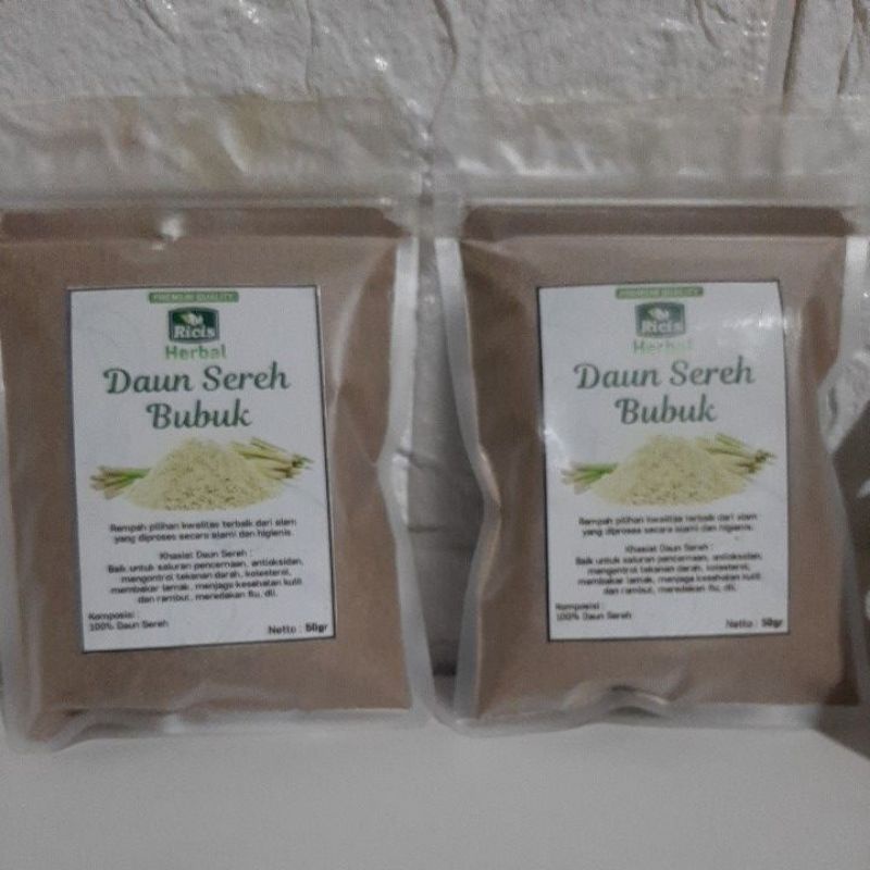 bubuk daun sereh herbal daun sereh bubuk daun serai bubuk herbal obat anosmia  netto 50 gram