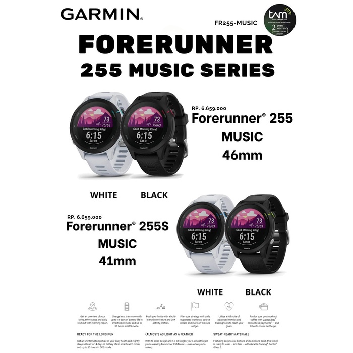 Garmin Forerunner 255 S SERIES Garansi TAM 2 Tahun Original Asli