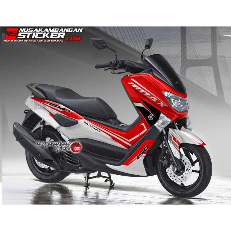 Decal Stiker Motor Yamaha Nmax Full Body Merah Putih Grafis Racing Team Sticker Variasi Custom Bahan