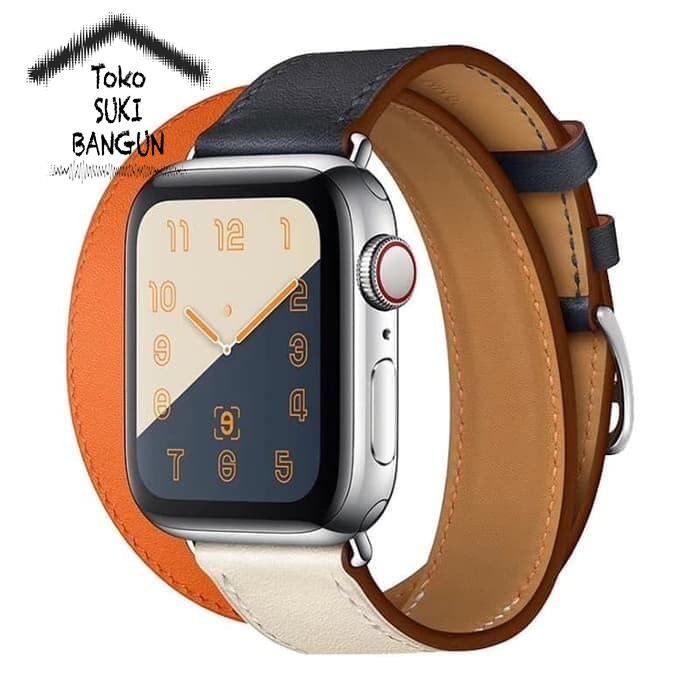 Strap Apple Watch Series Ultra 8 7 6 5 4 3 2 1 45mm 44mm 42mm TALI JAM Double Tour TRIPLE COLOR Leather