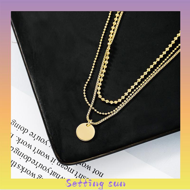 Korea Fashion Multilayer Liontin Kalung Wanita Emas Choker Perhiasan Aksesoris TN