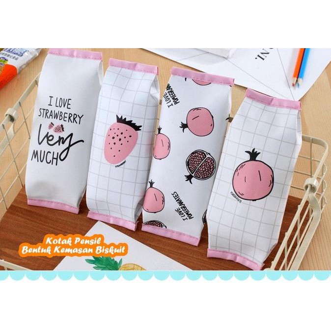 

Banting Harga Kotak Pensil Bentuk Kemasan Biskuit Strawberry & Delima