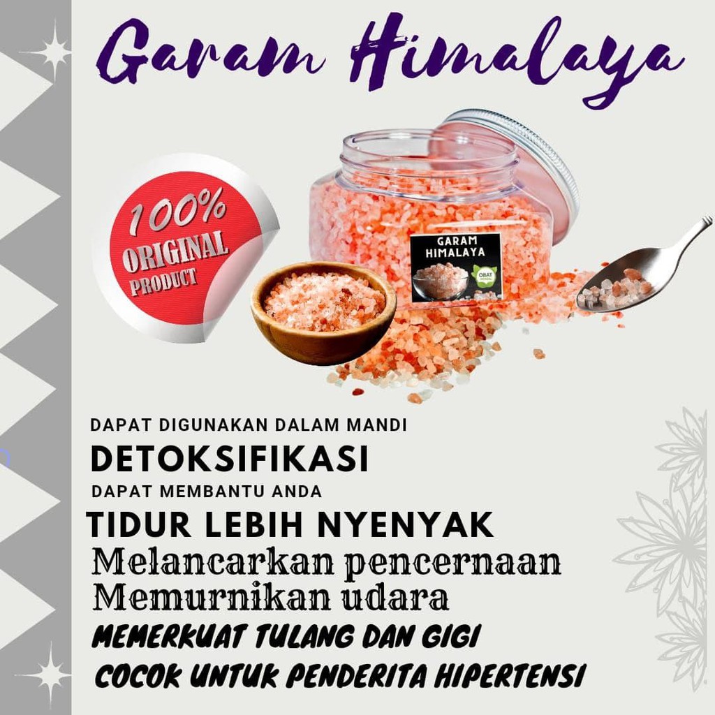

Garam Himalaya / garam murni / Garam Pink Himalaya asli gluten free 250 gr