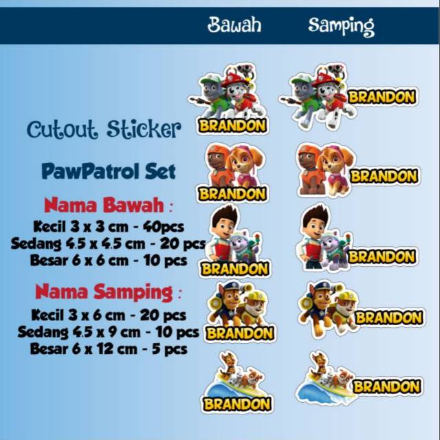 

Label Nama Cut Out PawPatrol Waterproof